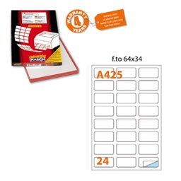 [32449] Etichetta adesiva A/425 bianca 100fg A4 64x34mm (24eti/fg Markin