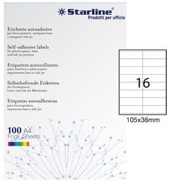 [STL3027] Etichetta adesiva bianca 100fg A4 105x36mm (16et/fg STARLINE
