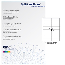 [STL3028] Etichetta adesiva bianca 100fg A4 105x37mm (16et/fg STARLINE