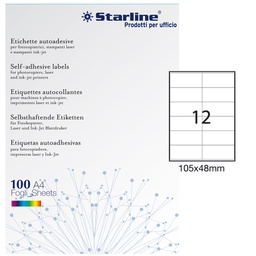 [STL3030] Etichetta adesiva bianca 100fg A4 105x48mm (12et/fg STARLINE