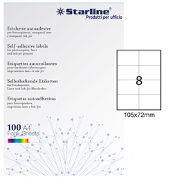 [STL3033] Etichetta adesiva bianca 100fg A4 105x72mm (8et/fg STARLINE