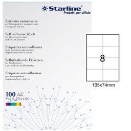 [STL3034] Etichetta adesiva bianca 100fg A4 105x74mm (8et/fg STARLINE