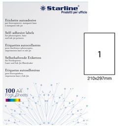 [STL3043] Etichetta adesiva bianca 100fg A4 210x297mm (1et/fg STARLINE