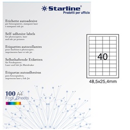 [STL3050] Etichetta adesiva bianca 100fg A4 48,5x25,4mm (40et/fg STARLINE