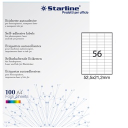 [STL3018] Etichetta adesiva bianca 100fg A4 52,5x21,2mm (56et/fg STARLINE