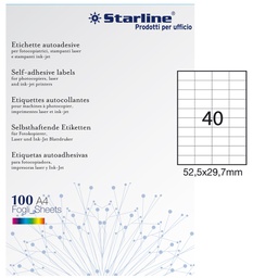 [STL3019] Etichetta adesiva bianca 100fg A4 52,5x29,7mm (40et/fg STARLINE
