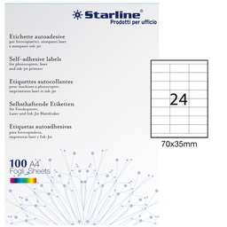 [STL3054] Etichetta adesiva bianca 100fg A4 70x35mm (24et/fg STARLINE