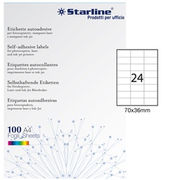[STL3023] Etichetta adesiva bianca 100fg A4 70x36mm (24et/fg STARLINE
