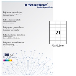 [STL3025] Etichetta adesiva bianca 100fg A4 70x42,3mm (21et/fg STARLINE