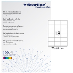 [STL3026] Etichetta adesiva bianca 100fg A4 70x48mm (18et/fg STARLINE