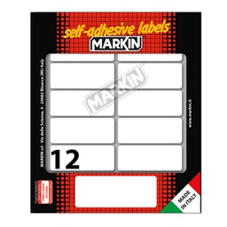 [31105] Etichetta adesiva bianca 56x22mm (10fogli x 12etichette Markin