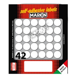 [36373] Etichetta adesiva bianca tonda D18mm (10fogli x 42etichette Markin