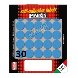 [36615] Etichetta adesiva blu tonda D22mm (10fogli x 30etichette Markin
