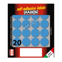 [36387] Etichetta adesiva blu tonda D27mm (10fogli x 20etichette Markin