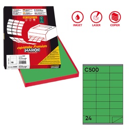 [36905] Etichetta adesiva C/500 verde 100fg A4 70x36mm (24et/fg Markin