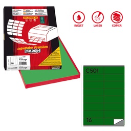 [38033] Etichetta adesiva C/501 verde 100fg A4 105x36mm (16et/fg Markin