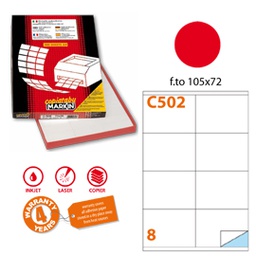 [48471] Etichetta adesiva C/502 rosso 100fg A4 105x72mm (8et/fg Markin