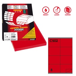[48471] Etichetta adesiva C/502 rosso 100fg A4 105x72mm (8et/fg Markin