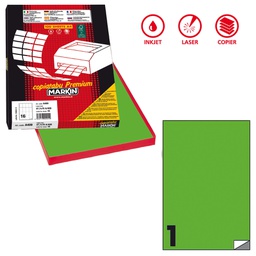 [80170] Etichetta adesiva C/503 verde fluo 100fg A4 210x297mm (1et/fg Markin