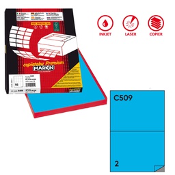[49694] Etichetta adesiva C/509 blu 100fg A4 210x148,5 mm (2et/fg Markin