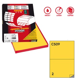 [40560] Etichetta adesiva C/509 giallo 100fg A4 210x148,5mm (2et/fg Markin