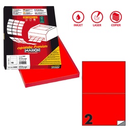 [80175] Etichetta adesiva C/509 rosso fluo 100fg A4 210x148,5mm (2et/fg Markin