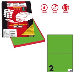 [80174] Etichetta adesiva C/509 verde fluo 100fg A4 210x148,5mm (2et/fg Markin