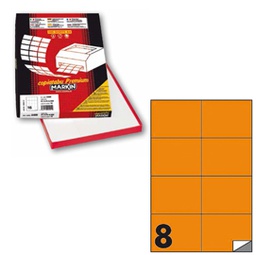 [80177] Etichetta adesiva C/512 arancio fluo 100fg A4 105x74,25mm (8et/fg Markin