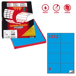 [83452] Etichetta adesiva C/512 blu 100fg A4 105x74,25mm (8et/fg Markin