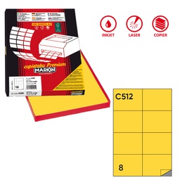 [37879] Etichetta adesiva C/512 giallo 100fg A4 105x74,25mm (8et/fg Markin