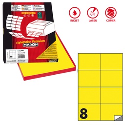 [80176] Etichetta adesiva C/512 giallo fluo 100fg A4 105x74,25mm (8et/fg Markin
