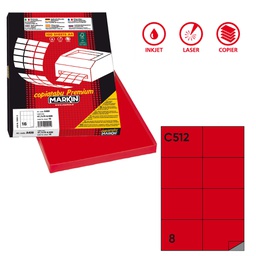 [36899] Etichetta adesiva C/512 rosso 100fg A4 105x74,25mm (8et/fg Markin