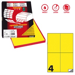 [80180] Etichetta adesiva C/519 giallo fluo 100fg A4 105x148,5mm (4et/fg Markin