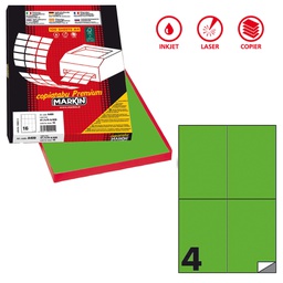 [80182] Etichetta adesiva C/519 verde fluo 100fg A4 105x148,5mm (4et/fg Markin