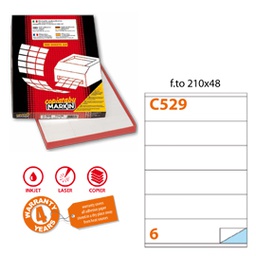 [31143] Etichetta adesiva C/529 bianca 100fg A4 210x48mm (6et/fg Markin
