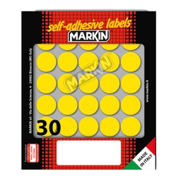 [36613] Etichetta adesiva giallo tonda D22mm (10fogli x 30etichette Markin