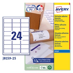 [45188] Etichetta adesiva J8159 bianca 25fg A4 63,5x33,9mm (24et/fg inkjet Avery
