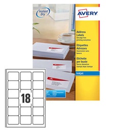 [45190] Etichetta adesiva J8161 bianca 25fg A4 63,5x46,6 (18et/fg inkjet Avery