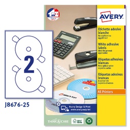 [53139] Etichetta adesiva J8676 bianca opaca CD/DVD 25fg A4 D117mm (2et/fg inkjet