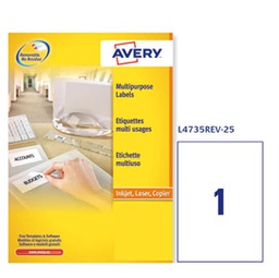 [49697] Etichetta adesiva L4735REV bianca rimovibili 25f A4 210x297mm (1et/fg laser