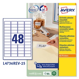 [45215] Etichetta adesiva L4736REV bianca rimovibili 25fg A4 45,7x21,2mm (48et/fg laser