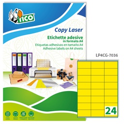 [68634] Etichetta adesiva LP4C giallo opaco 70fg A4 70x36mm (24et/fg Tico
