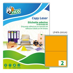 [53662] Etichetta adesiva LP4F arancio fluo 70fg A4 200x142mm (2et/fg Tico