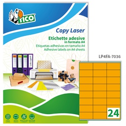 [58404] Etichetta adesiva LP4F arancio fluo 70fg A4 70x36mm (24et/fg Tico