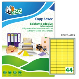 [53659] Etichetta adesiva LP4F giallo fluo 70fg A4 47,5x25,5mm (44et/fg Tico