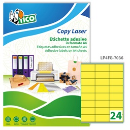 [58405] Etichetta adesiva LP4F giallo fluo 70fg A4 70x36mm (24et/fg Tico
