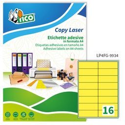 [58409] Etichetta adesiva LP4F giallo fluo 70fg A4 99,1x34mm (16et/fg Tico