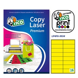 [58409] Etichetta adesiva LP4F giallo fluo 70fg A4 99,1x34mm (16et/fg Tico