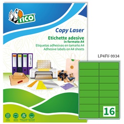 [58410] Etichetta adesiva LP4F verde fluo 70fg A4 99,1x34mm (16et/fg Tico