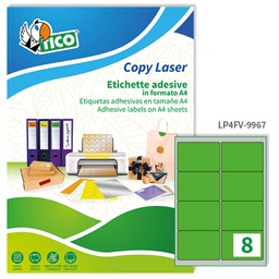 [68632] Etichetta adesiva LP4F verde fluo 70fg A4 99,1x67.7mm (8et/fg Tico